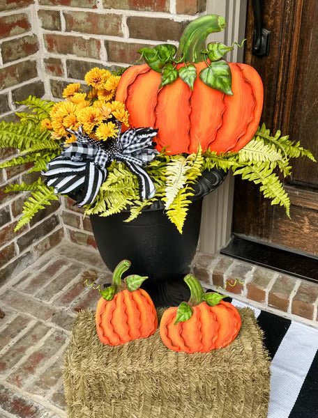 The Round Top Collection Medium Ribbon Pumpkins Orange