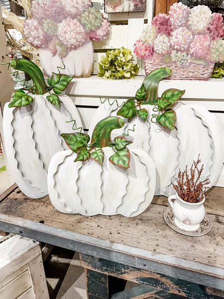 The Round Top Collection Ribbon Pumpkins Cream