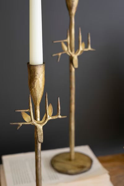 Kalalou Forged Iron antique Gold Deer Taper Holders