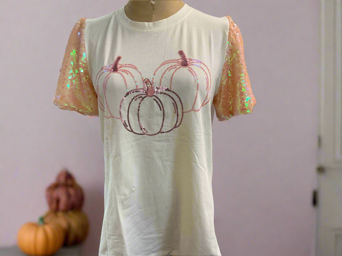 GRACE + EMMA 3 Pumpkins on Princess Top