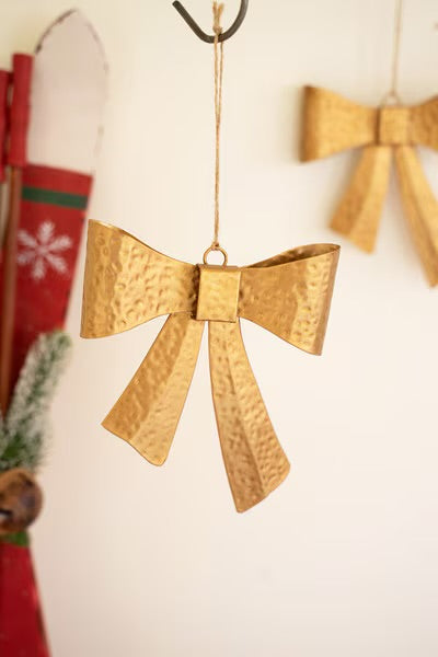 Kalalou Antique Gold Metal Bow Ornament