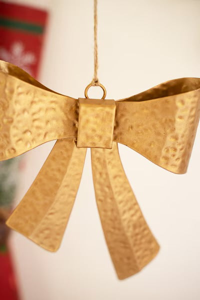Kalalou Antique Gold Metal Bow Ornament