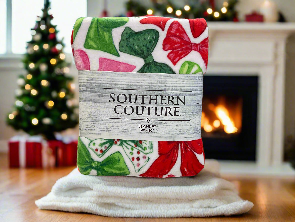 Southern Couture Christmas Bows Throw Blanket
