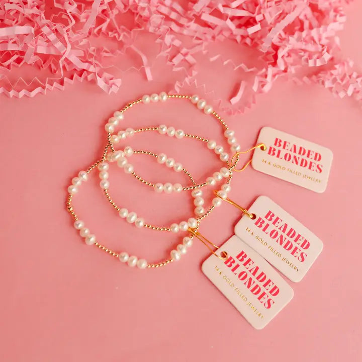 Beaded Blondes Ily Coastal Pearl Bracelet in Gold