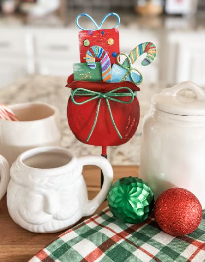 The Round Top Collection Merry & Bright Santa Bag Finial
