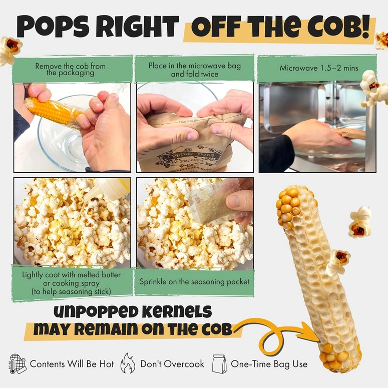 Poppin' Cobs Popcorn On the Cob with Dill Pickle Seasoning