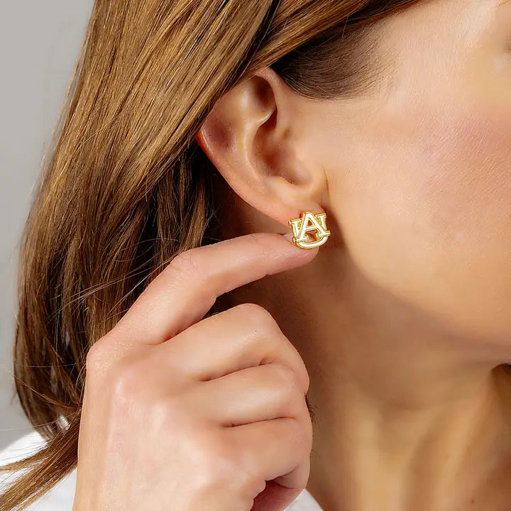 Canvas Style Auburn Tigers 24K Gold Plated Stud Earrings