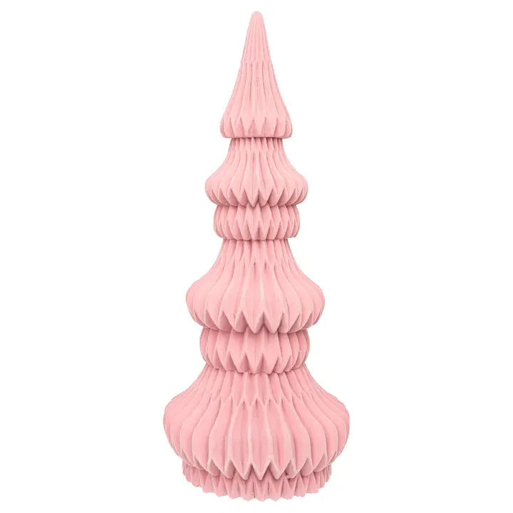 Boston International 12" Flocked Modern Pink Resin Tree Christmas Décor