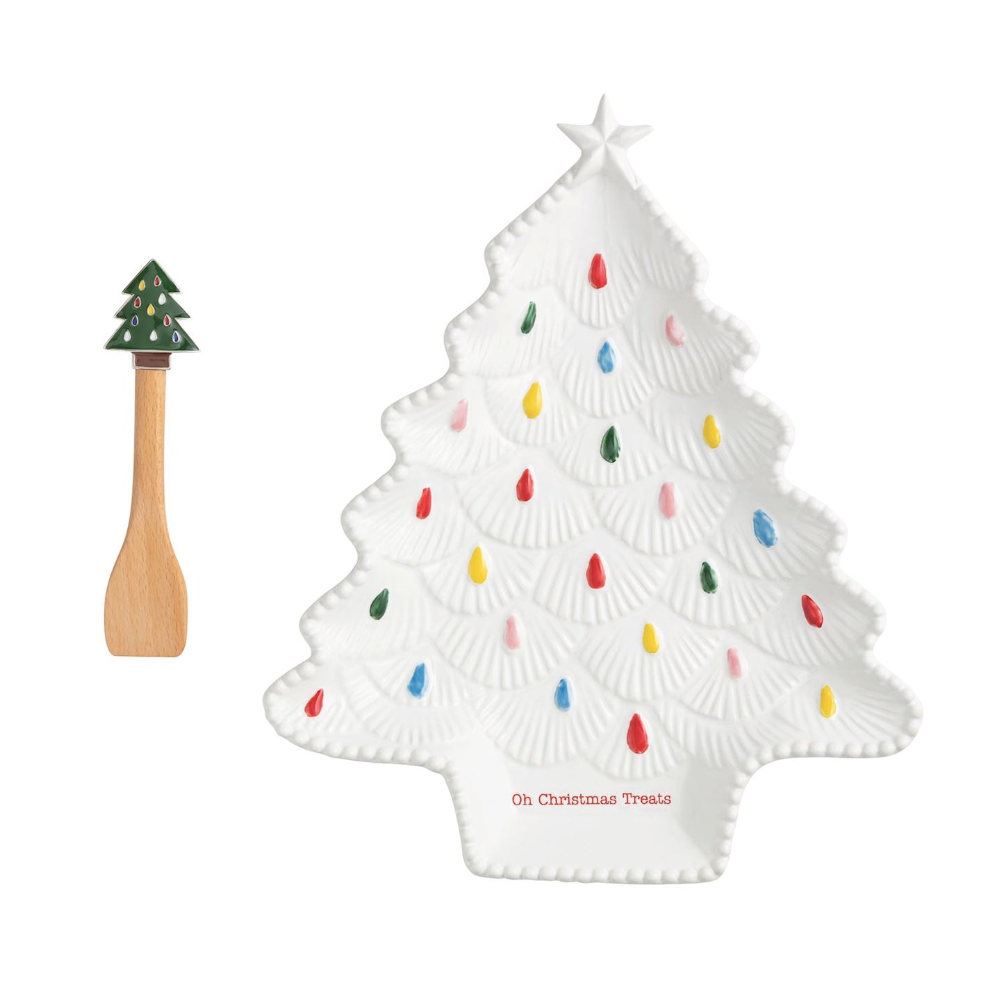 MUD PIE CHRISTMAS TREE COOKIE PLATE SET