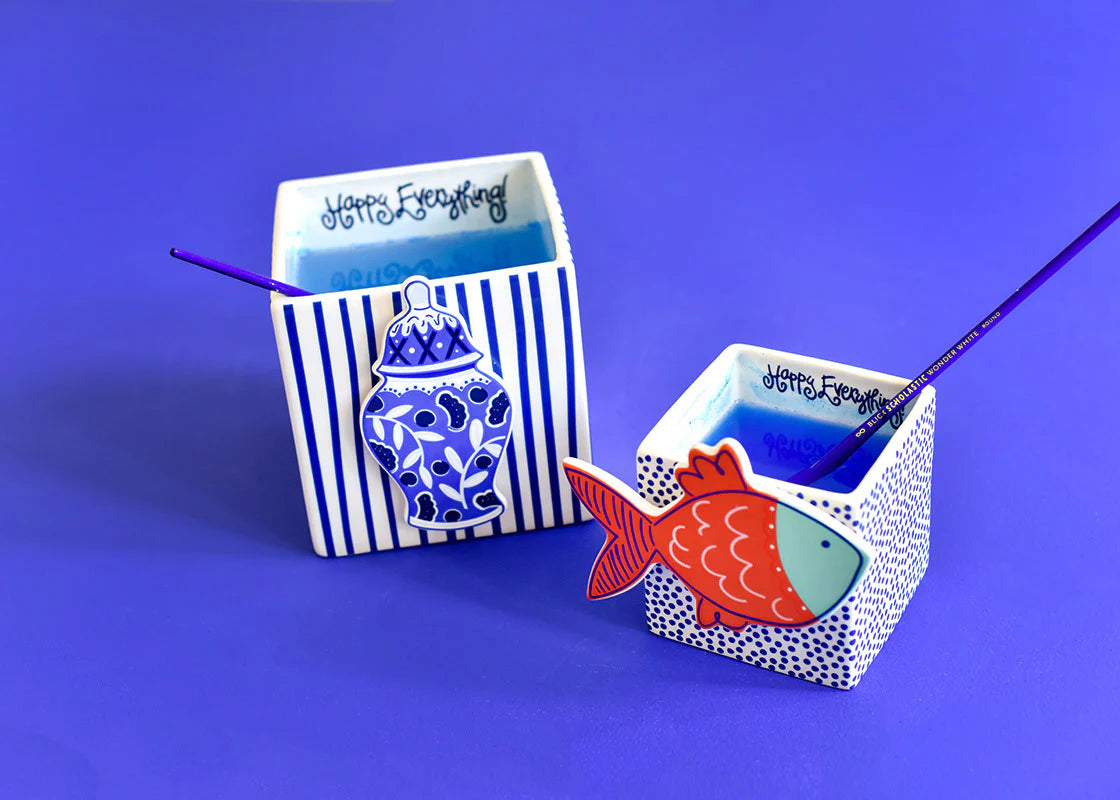 HAPPY EVERYTHING! INDIGO SKINNY STRIPE MEDIUM MINI NESTING CUBE