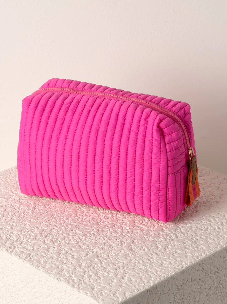 SHIRALEAH EZRA QUILTED NYLON LARGE COSMETIC POUCH