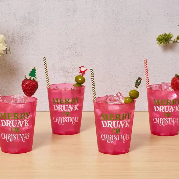 Sophistiplate Christmas Cocktail Frost Flex Cups/8pk - Merry Drunk I'm Christmas