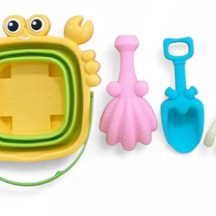 Kids Beach Toy Set Crab – Sand Shovels & Folding Buckets