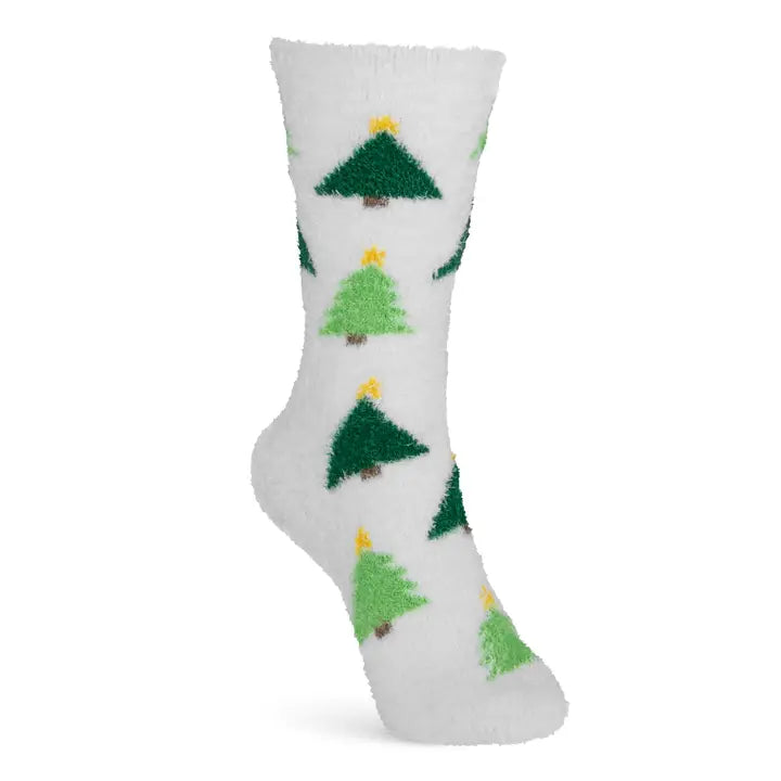 Amanda Blu Christmas Winter Fuzzy Socks-Trees