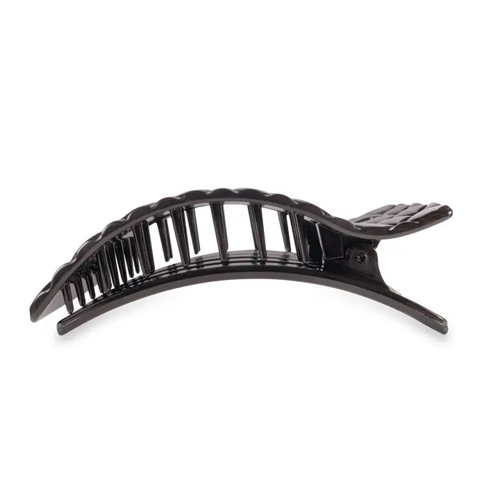 Teleties Flat Rectangle Hair Clip | Large | Jet Black Quilted
