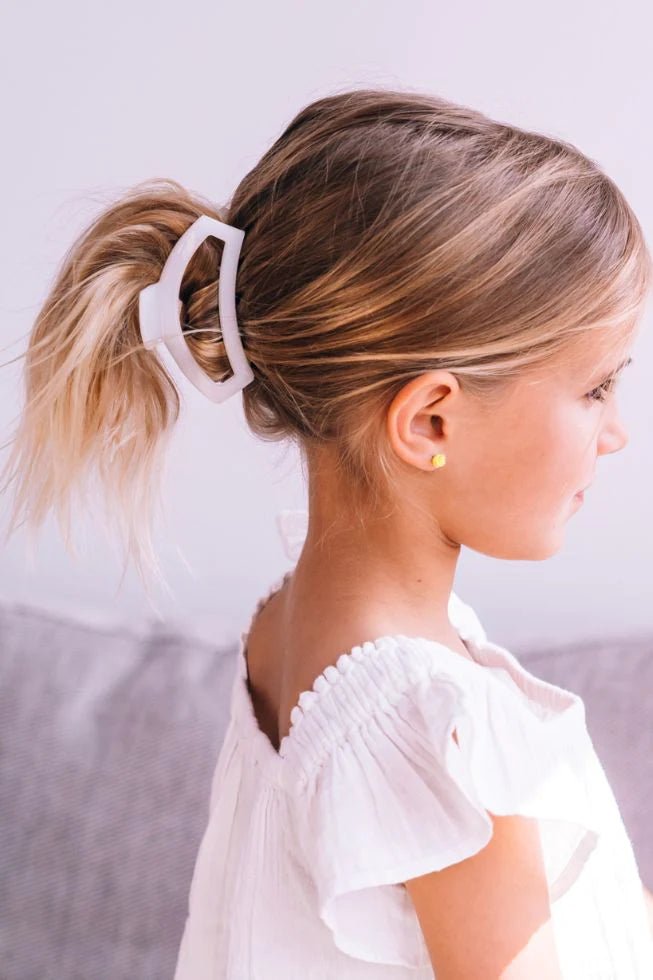 Teleties Open Coconut White Medium Hair Clip