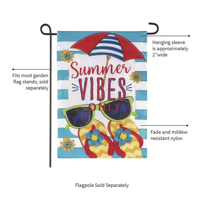 Evergreen Enterprises Summer Vibes Only Applique Garden Flag