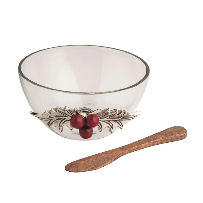 Mud Pie Holly Glass Tidbit Bowl Set