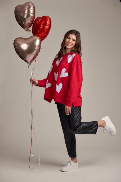 MUD PIE VALENTINE SPARKLE SWEATSHIRT-RED