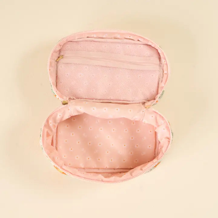 The Darling Effect Glam & Go Quilted Cosmetic Bag-Bouquet Beauty Sage