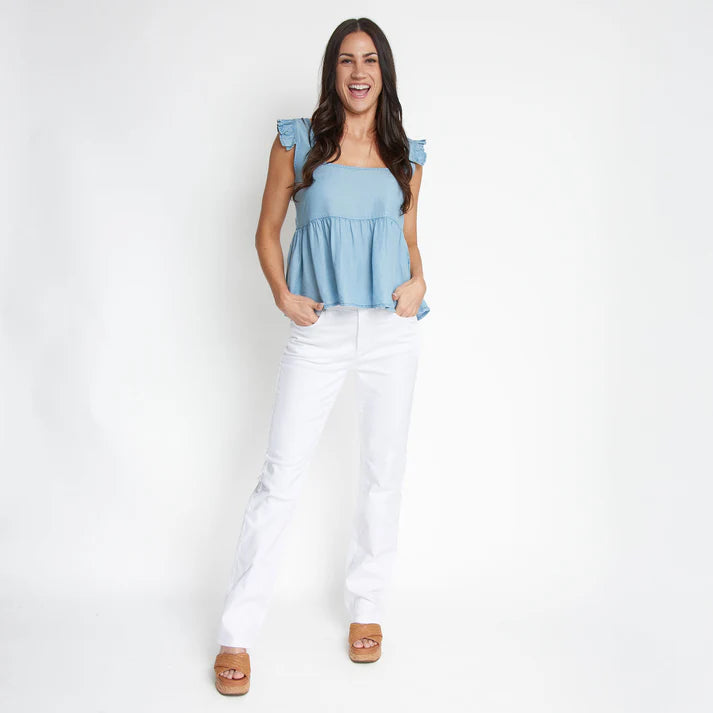 ELSIE & ZOEY Delaney Chambray Babydoll Tank Top