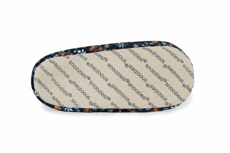 Snoozies! Womens Floral Corduroy Slipper With Memory Foam Sole Navy