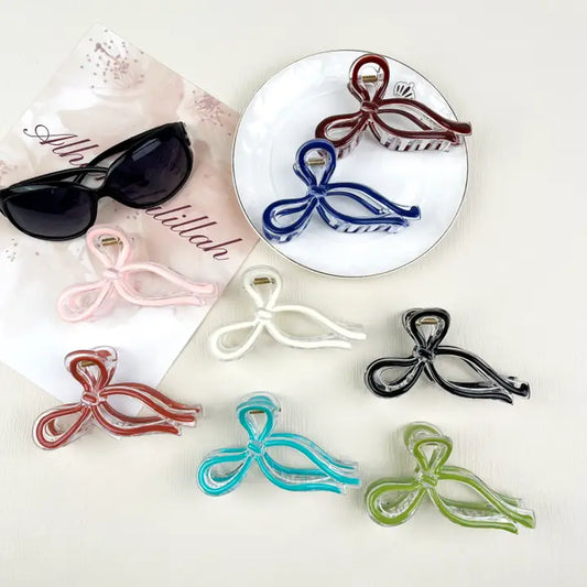 Jelly Color Bow Hair Clip Retro Simple Claw Clips