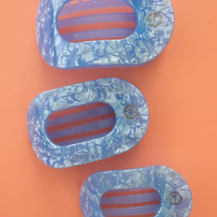 Teleties Flat Round Hair Clip | Small | Blue Lagoon