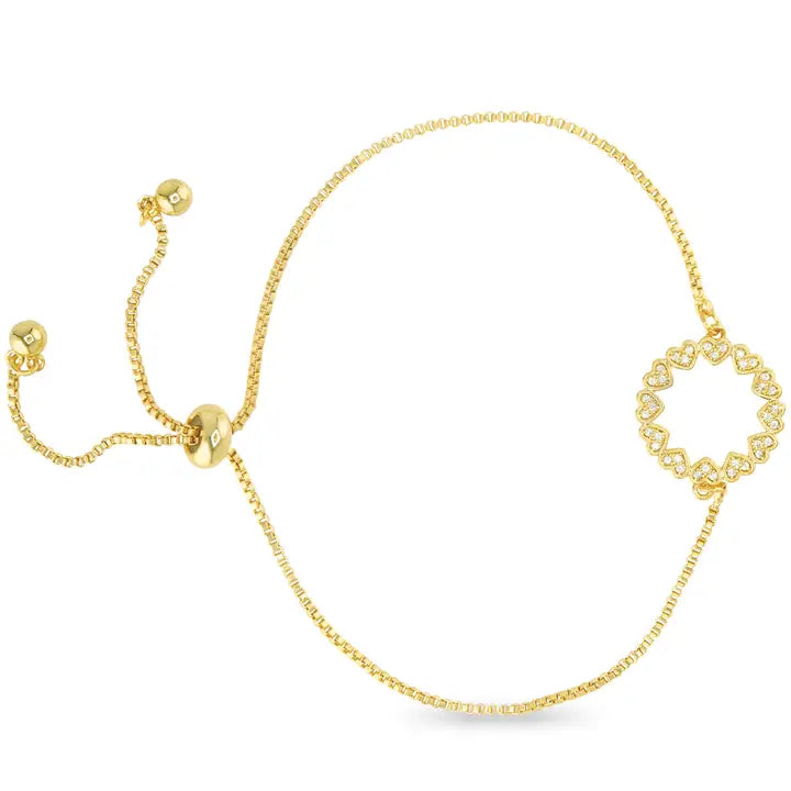 Amanda Blu Gold Cz Station Heart Circle Bracelet