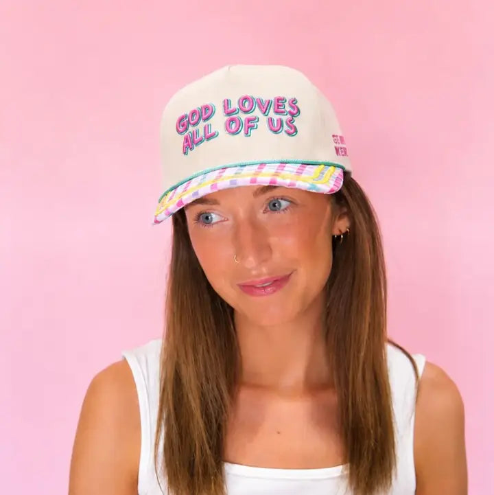 GRACE + EMMA "God Loves All of Us"On Tan Cap with Patch Work