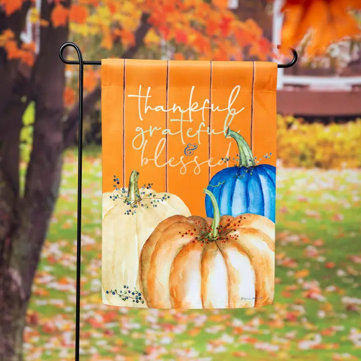 Evergreen Enterprises Thankful, Grateful, and Blessed Suede Garden Flags