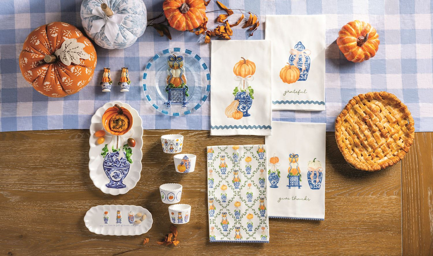 MUD PIE PUMPKIN TOPIARY SALT & PEPPER SHAKER SET