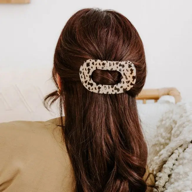 Teleties Round Flat Hair Clip | Large | Blonde Tortoise