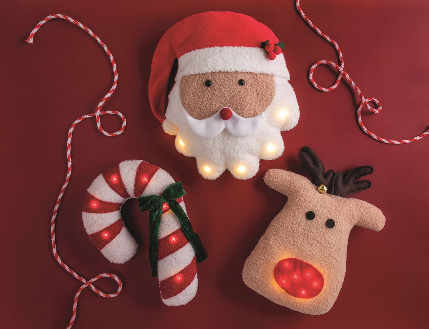 MUD PIE REINDEER SHERPA LIGHT-UP PILLOW