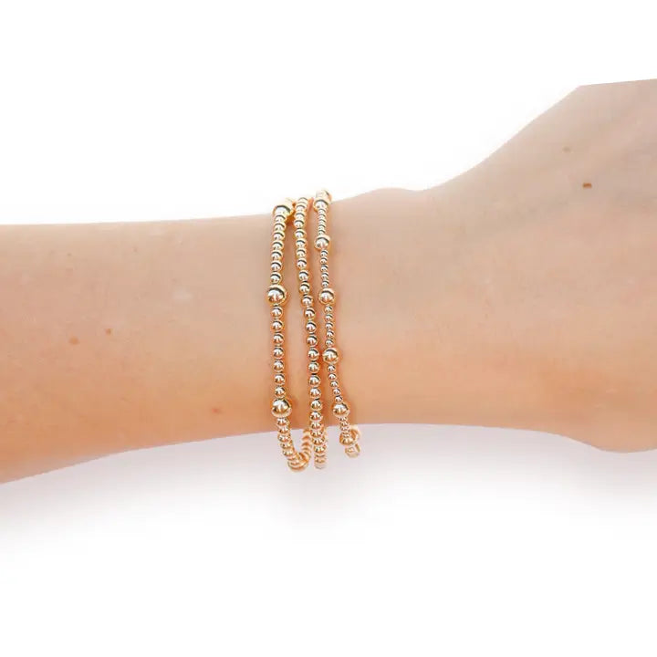 Beaded Blondes June + Olive + 3mm Gold Stack