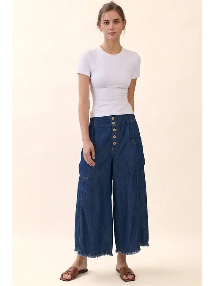 Oddi Wide Leg Chambray Pants