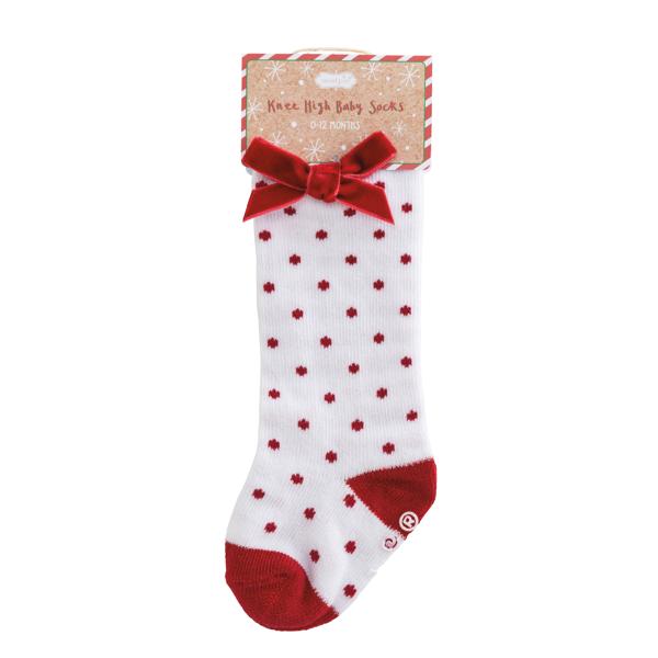 MUD PIE RED DOTTED KNEE HIGH BABY SOCKS