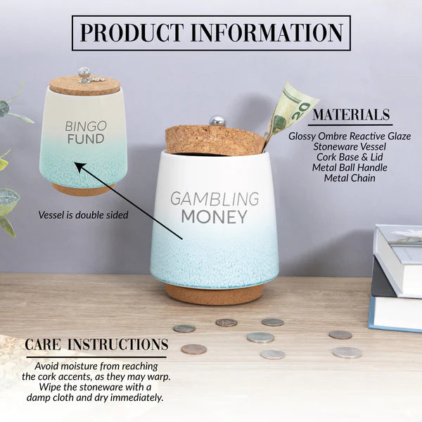 PAVILION GAMBLING 6.5" CERAMIC SAVINGS BANK