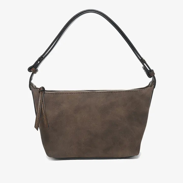 JEN & CO. Vittoria Convertible Suede Shoulder Bag-Espresso