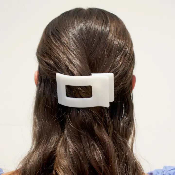 Teleties Flat Rectangle Hair Clip | Small | Coconut White
