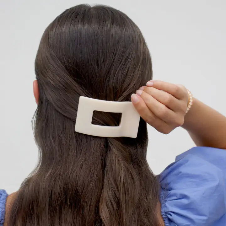 Teleties Flat Rectangle Hair Clip | Small | Almond Beige