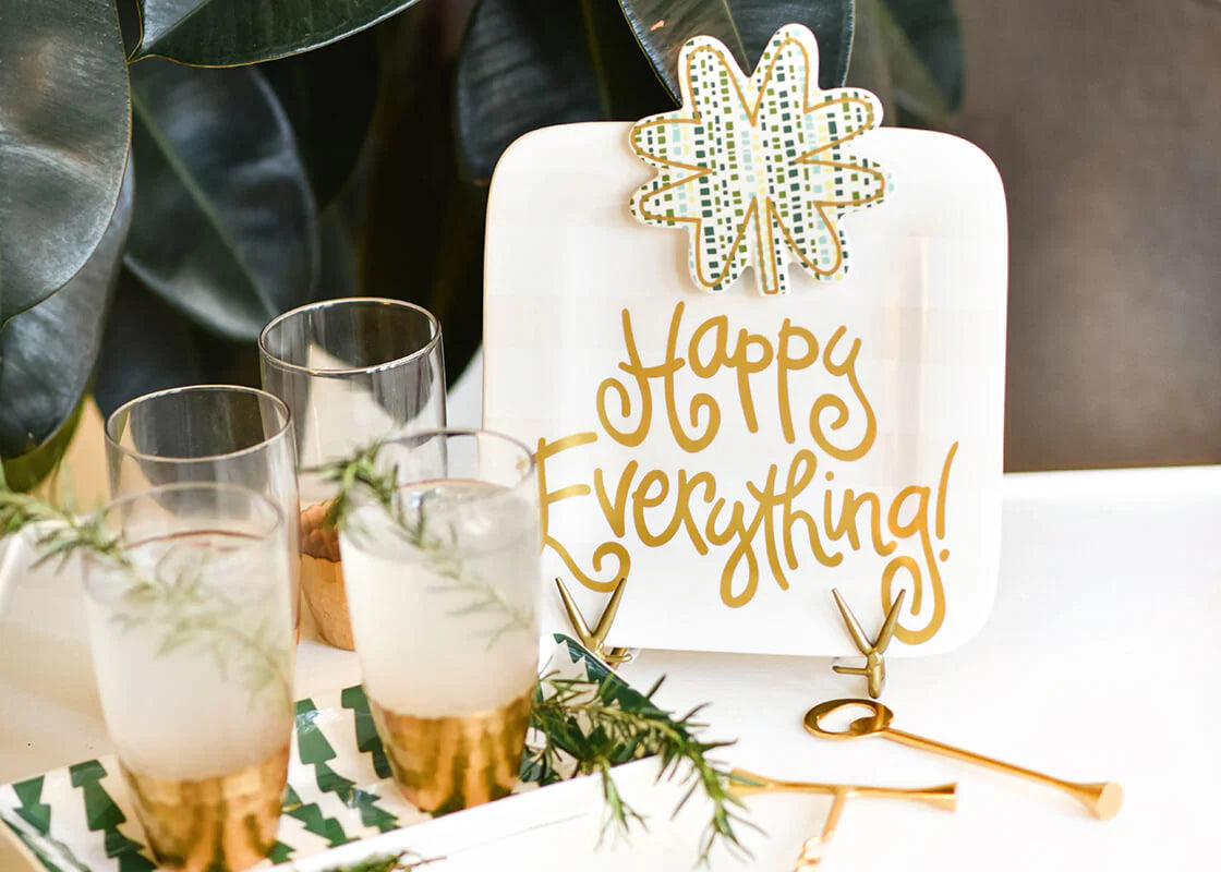 HAPPY EVERYTHING! WHITE STRIPE MINI HAPPY EVERYTHING! SQUARE PLATTER