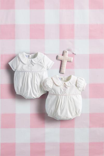 MUD PIE BLUE CROSS POPLIN BUBBLE-0-3M