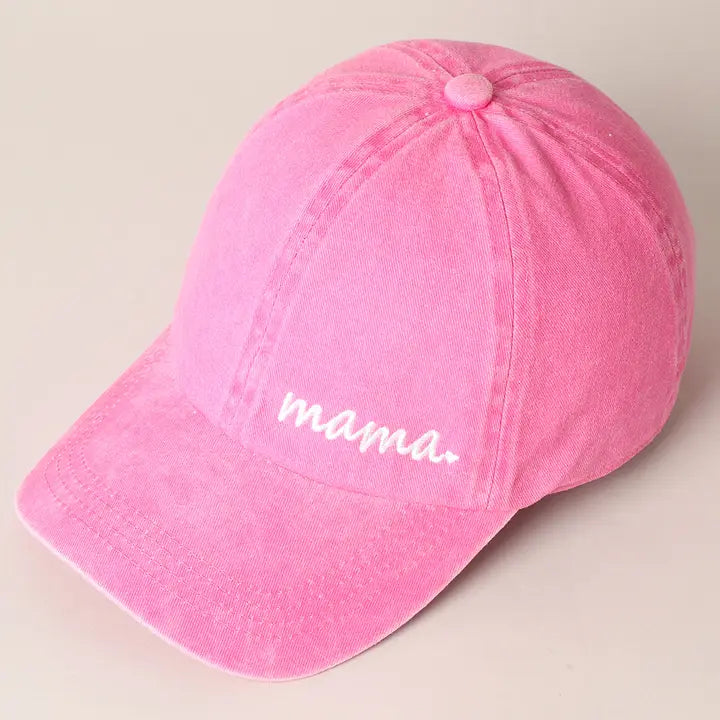 Mama Letters Embroidered Baseball Cap-HOT PINK