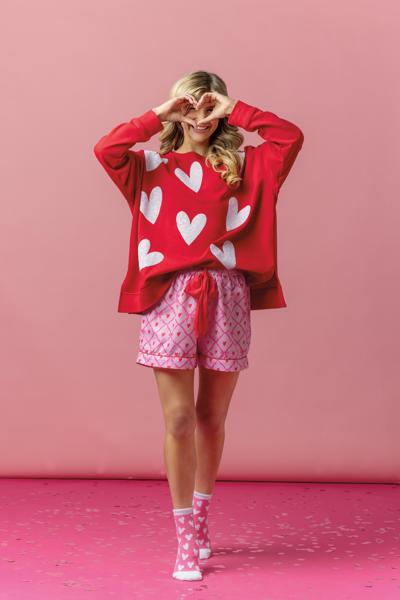 MUD PIE VALENTINE SPARKLE SWEATSHIRT-RED