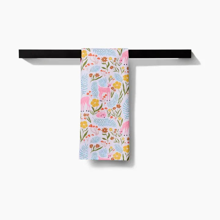Geometry Fern and Fawn Tea Towel