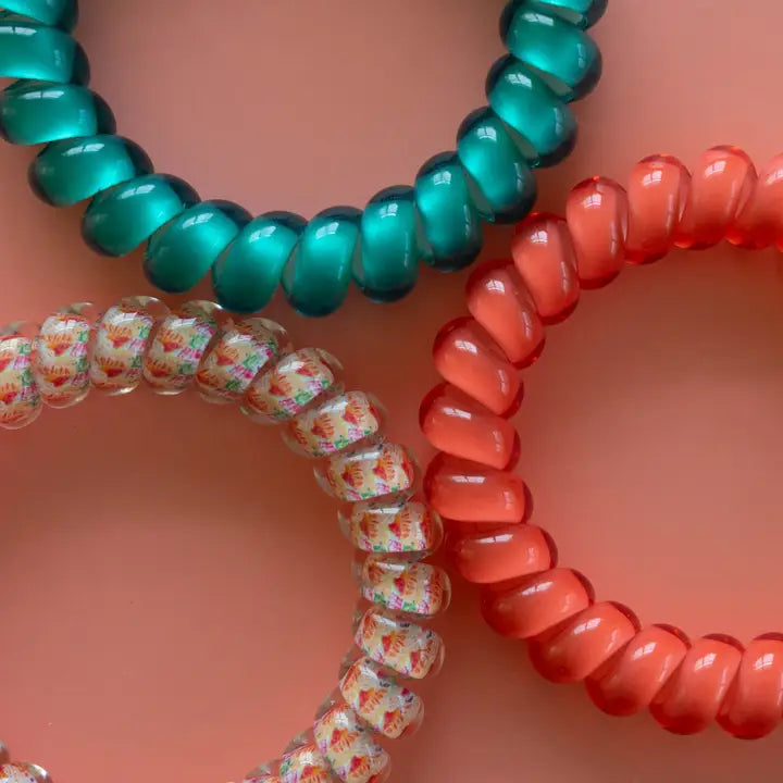 Teleties Spiral Hair Coils | Large | Coral Craze Hair Ties