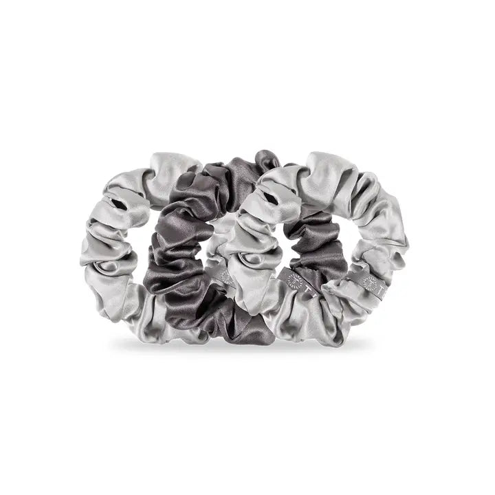 Teleties Silk Hair Scrunchie | Large | Silver Flames