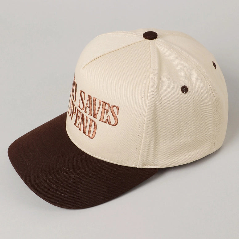 Jesus Saves I Spend Embroidery Trucker Hat-Brown