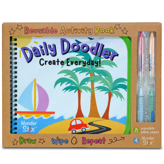 Daily Doodler Reusable Activity Book- Includes 4 Wonder Stix